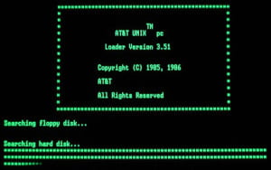 AT&T UNIX booting up.
